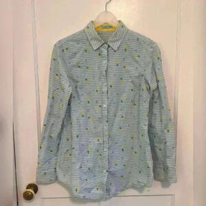 J. McLaughlin Lois Lt Blue Stripe Lemons Art To Wear Size XS $168